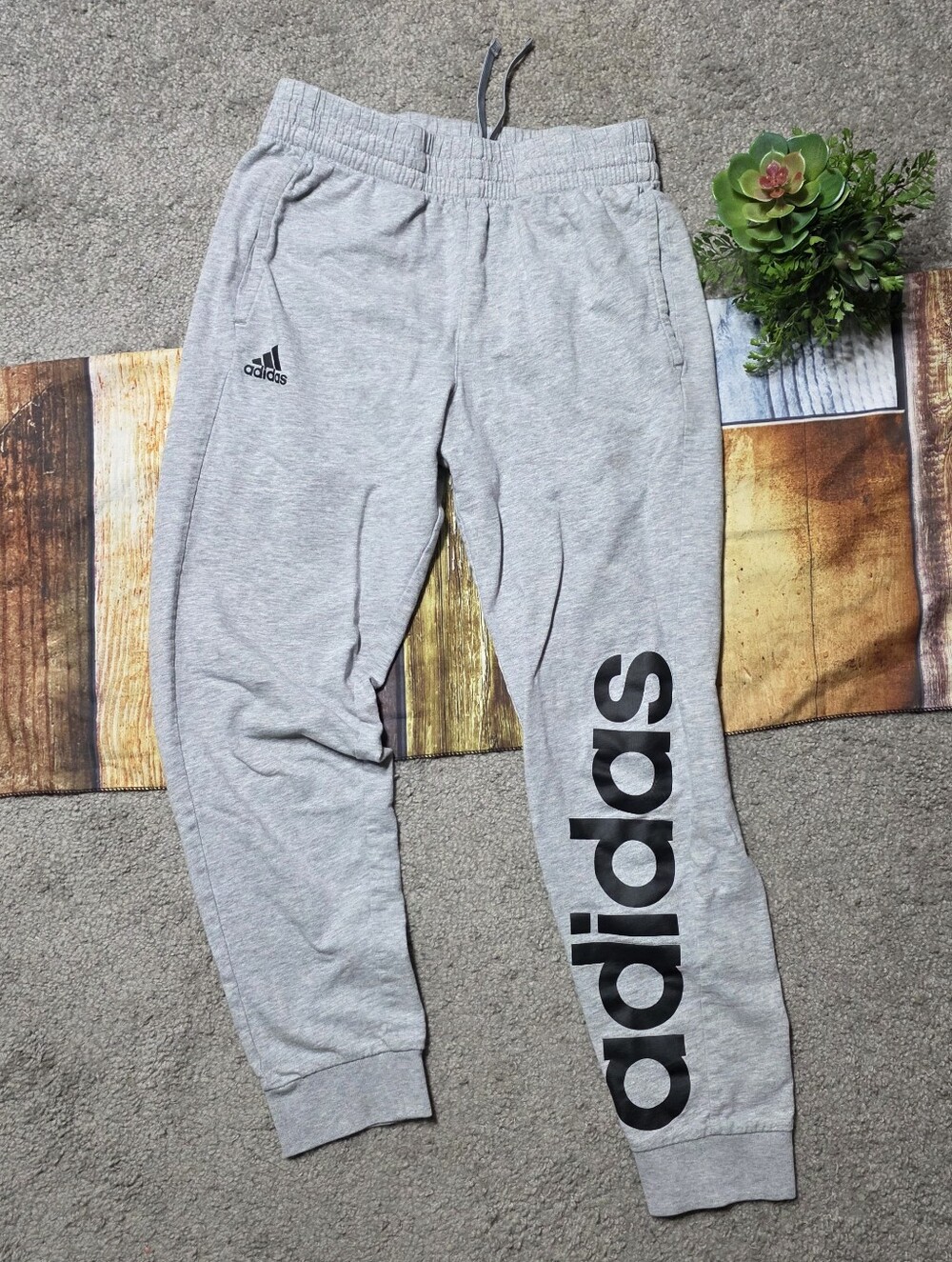 Adidas Comfy Elastic Waist Gray Lounge or Sport Pants Boys M 10-12